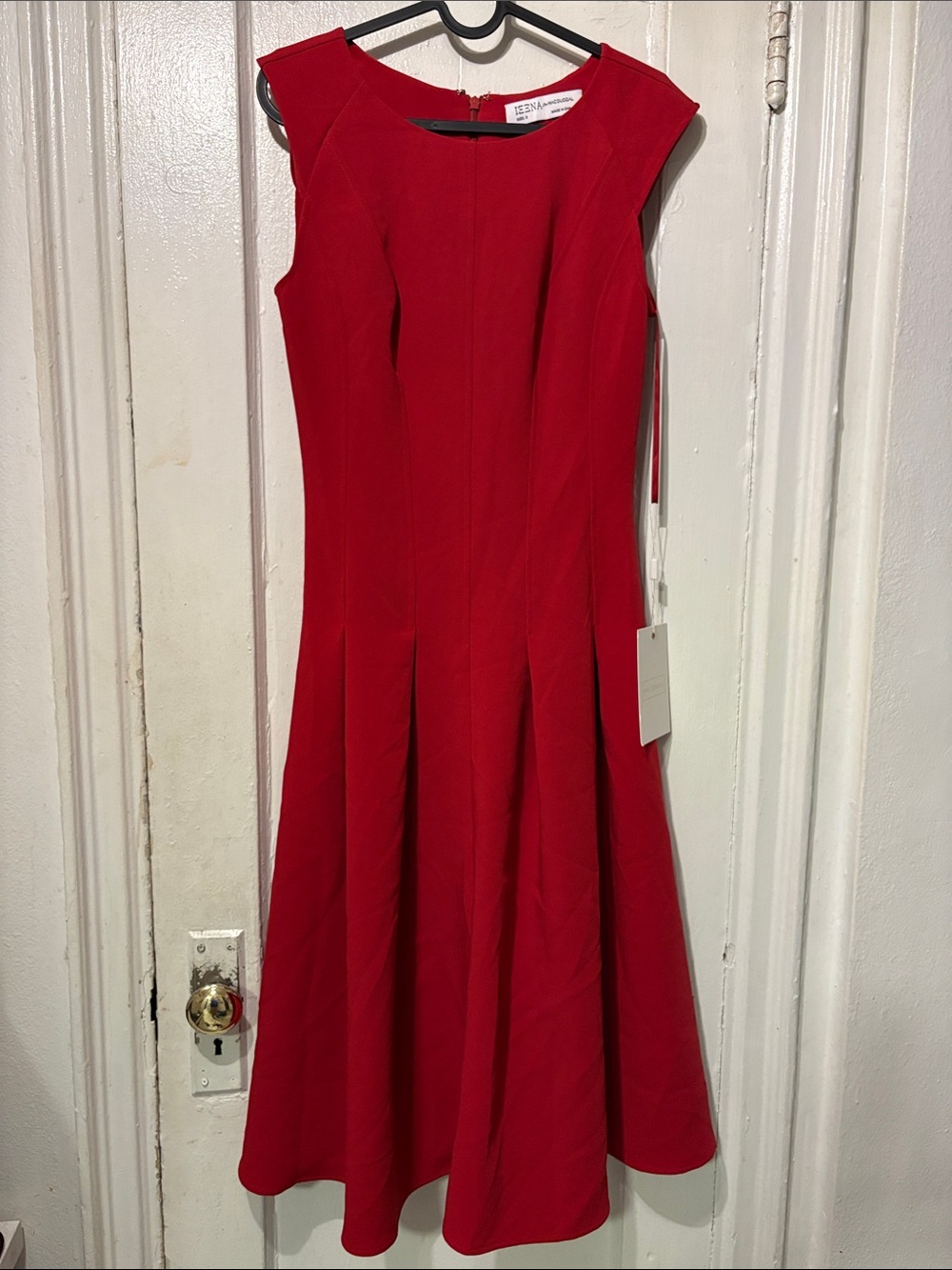 Mac Duggal Red Sleeveless Fit-and-Flare Midi Dress